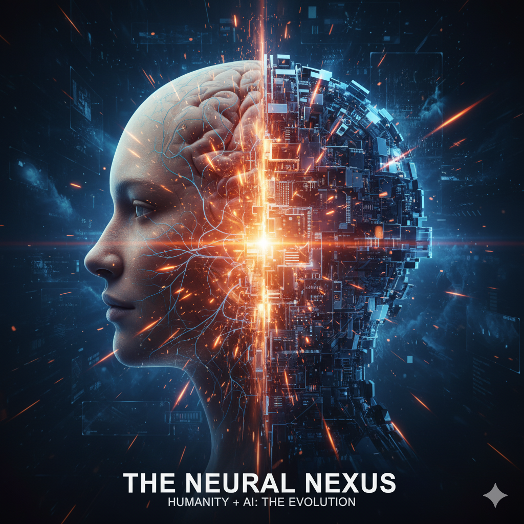 The Birth of the Agent Prompt: A 4 K ultra-cinematic scene of an AI agent forming out of light particles beside a human in a sleek office overlooking a futuristic city. The human’s expression is calm and visionary. Wide-angle cinematic shot, glowing typography “AI Agent Prompt Builder,” photorealistic atmosphere, dramatic rim light, movie-poster quality.